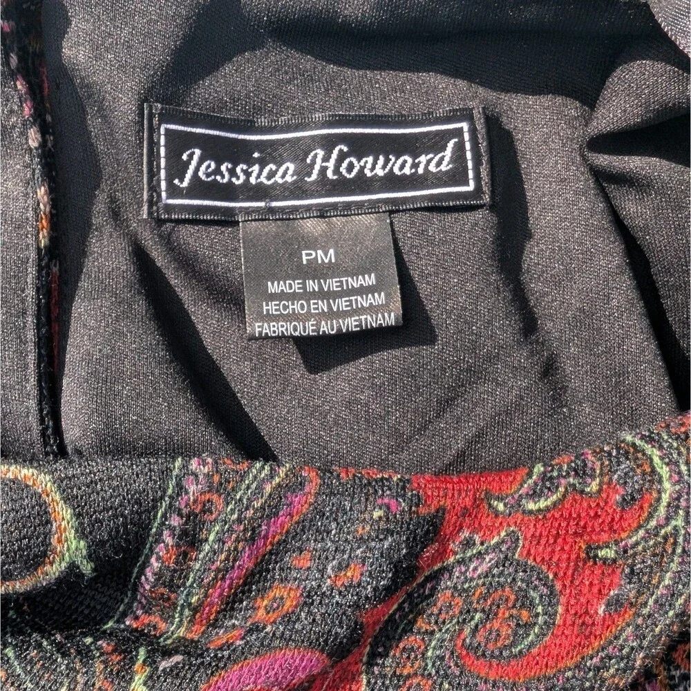 Jessica Howard Women's Paisley Print Knit A-Line Shift Dress Red Black Size PMed